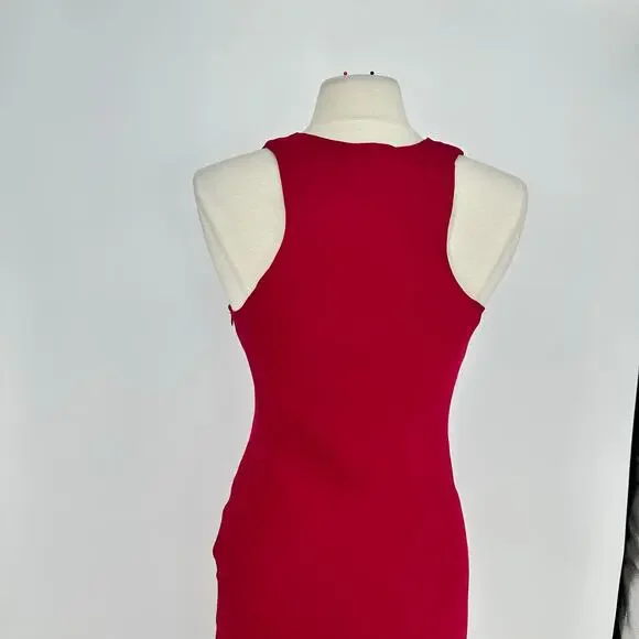 Haute Hippie 100% Silk Cowl Neck Racerback Dress Small Raspberry Red Fairy Party - Picture 8 of 14